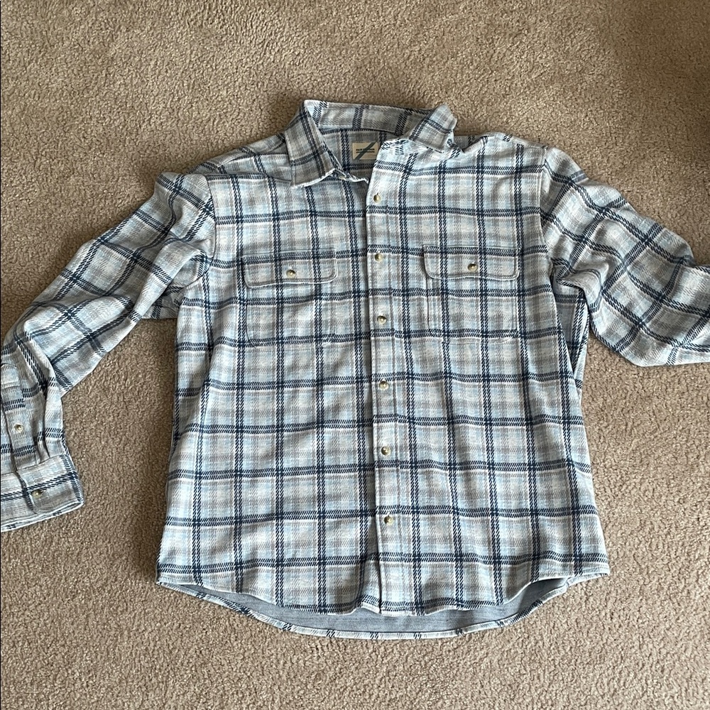 Fair Harbor Blue and White Plaid Flannel Shirt